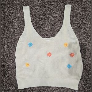 By Together Floral Knit Cream Tank Top Size M